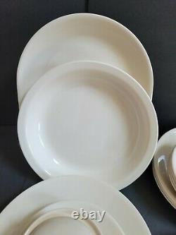 VTG Corelle Sandstone Ivory 43 pc dinnerware set plate bowl platter Pie Sugar