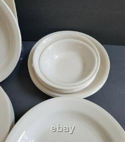 VTG Corelle Sandstone Ivory 43 pc dinnerware set plate bowl platter Pie Sugar