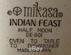 VTG MIKASA INDIAN FEAST HALF MOON DINNER and SALAD PLATES 53 PIECE SET Retro 60s