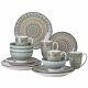 Vancasso Mandala 16-piece Dinnerware Set Green Round Plates Bowls Mugs Porcelain