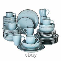 Vancasso Navia Dinnerware Set Light Blue Round Plates Bowls Mugs Set Stoneware