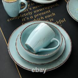 Vancasso Navia Dinnerware Set Light Blue Round Plates Bowls Mugs Set Stoneware
