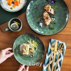 Vancasso Starry 16 Pieces Green Dinnerware Set, Reactive Change Glaze Dinner and