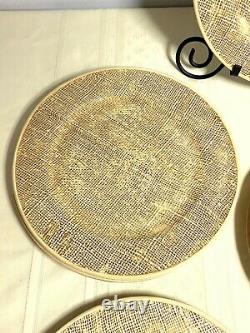 Vietri YellowithTan Woven Dinner Plates Chargers 12 3/4'' Set Of 6