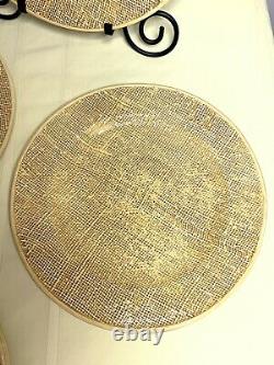 Vietri YellowithTan Woven Dinner Plates Chargers 12 3/4'' Set Of 6
