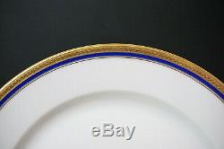 Vignaud Limoges The Seville Cobalt Gold Trim Set of 10 Dinner Plates