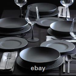 Villeroy & Boch Manufacture Rock Dinnerware Set, Large, Black, 12-Piece