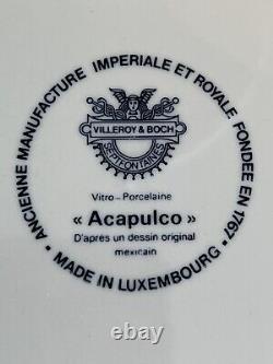 Villeroy & BochACAPULCO DINNER PLATESet Of (4) Blue Stamp MCM VINTAGEMINT