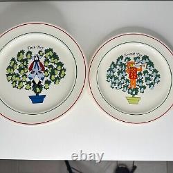 Vintage 12 DAYS OF CHRISTMAS Dinner Plate Set Sally Merwin Taylorton Potteries