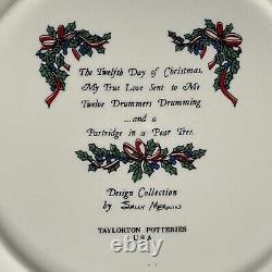 Vintage 12 DAYS OF CHRISTMAS Dinner Plate Set Sally Merwin Taylorton Potteries