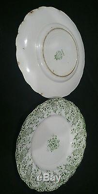 Vintage 18 piece UPPER HANLEY Florence Dinner Set Green Floral Semi Porcelain