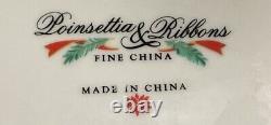 Vintage 30 Piece Set ROYAL TIENSHAN POINSETTIA AND RIBBON FINE CHINA