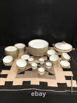Vintage 46 Piece Limoges Dinner Set With Cups, Saucers, and Vegetable Dish