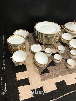Vintage 46 Piece Limoges Dinner Set With Cups, Saucers, and Vegetable Dish