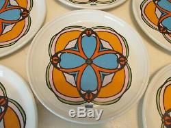 Vintage 6 Dinner Plate Set PETER MAX Clover Iroquois China Syracuse NY
