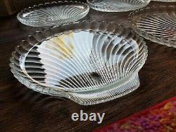 Vintage Anchor Hocking Clam Shell Clear Textured Glass Dinner Plates Set of 8