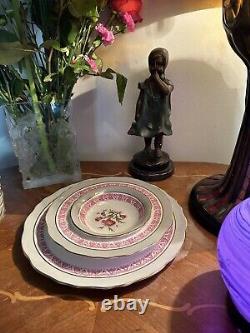 Vintage Cauldon jesdon Pink White Thistle Queen Set of 12 dinner Plates