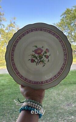 Vintage Cauldon jesdon Pink White Thistle Queen Set of 12 dinner Plates