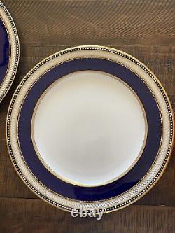 Vintage Copelands China Cobalt Dinner Plates Beaded Gold Scrolls Set Of 4