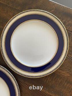 Vintage Copelands China Cobalt Dinner Plates Beaded Gold Scrolls Set Of 4