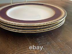 Vintage Copelands China Cobalt Dinner Plates Beaded Gold Scrolls Set Of 4