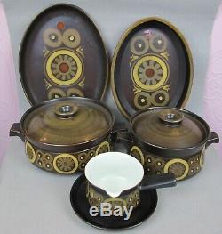 Vintage Denby studio pottery Arabasque DINNER SERVICE / SET. Plates cups bowls