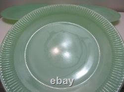 Vintage Fire King Glass Jane Ray Dinner Plates Set of 4 Jade-ite Green 9