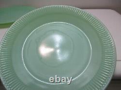 Vintage Fire King Glass Jane Ray Dinner Plates Set of 4 Jade-ite Green 9