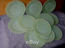 Vintage Fire-king Set Of 12 10 Dinner Plates Jadeite Swirl Pattern All Ex