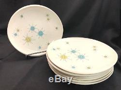 Vintage Franciscan Atomic Starburst Dinner Plate Set of 7! Perfect Condition! 19