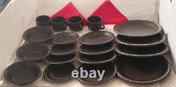 Vintage French 21-Piece Black Dinnerware Set (N Mark for Nevers, France)