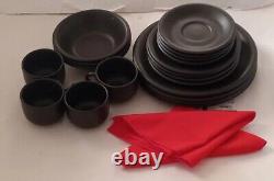 Vintage French 21-Piece Black Dinnerware Set (N Mark for Nevers, France)