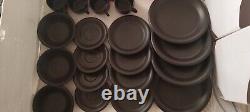 Vintage French 21-Piece Black Dinnerware Set (N Mark for Nevers, France)