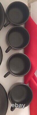 Vintage French 21-Piece Black Dinnerware Set (N Mark for Nevers, France)