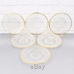 Vintage Glass Plates With Gold Rim, Set Of 6 Gold Rimmed Clear Dinner Plates