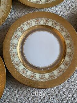 Vintage Hutschenreuther Selb Bavaria Gold Leaf Dinner Service Plates Set Of 12