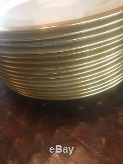Vintage Lenox Lowell China P-67 Green Backstamp Dinner Plates 10 3/8 Set Of 15