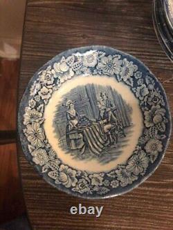 Vintage Liberty Blue 41 Piece Set Iconic History Scene Dinnerware