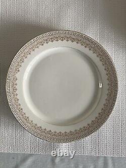 Vintage Limoges France T & V Gold Greek Key Rim Dinner Plate No. 9188 Set Of 13