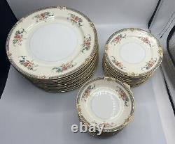 Vintage Noritake Fine China Japan Set Ranier Gold Rim Floral Plates 34 Pieces