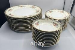 Vintage Noritake Fine China Japan Set Ranier Gold Rim Floral Plates 34 Pieces