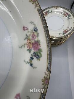 Vintage Noritake Fine China Japan Set Ranier Gold Rim Floral Plates 34 Pieces