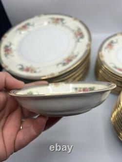 Vintage Noritake Fine China Japan Set Ranier Gold Rim Floral Plates 34 Pieces