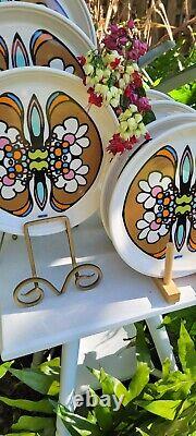 Vintage Peter Max MID Century 1960's Psychedelic Rare Dinner Plate Set X7