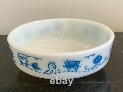 Vintage Pyrex Blue Train Children's Dinner Set Divided Plate, Cup and Bowl