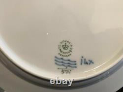 Vintage Royal Copenhagen Blue Fluted Half Lace #571 Dinner Plates Set of 12