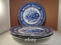 Vintage Royal Doulton Thanksgiving Turkeys Set of 4 Dinner Plates Flow Blue A