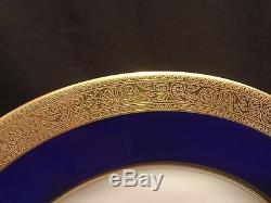 Vintage Set 12 Lenox Westchester Gold Encrusted Cobalt Blue Dinner Plates M139 K