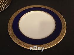 Vintage Set 12 Lenox Westchester Gold Encrusted Cobalt Blue Dinner Plates M139 K