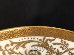Vintage Set Of 8 Czech 10&3/4 Dinner Plates Gold Encrusted & Gold Rim Designs